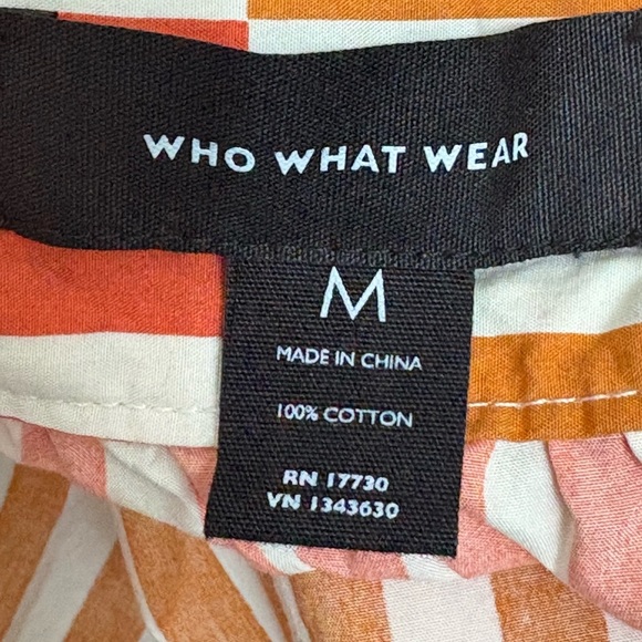 Who What Wear Geo Striped Belted Paper Bag Waist Button Front Midi Skirt - Picture 8 of 9